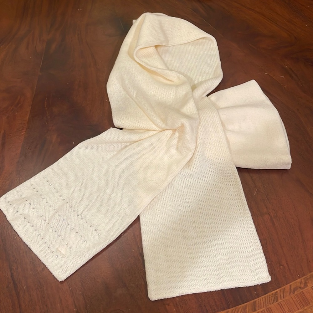 Joe boxer crystal cream  scarf with knit hat attached new set